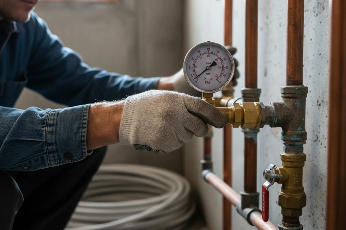 Pressure testing a repaired line during Water Line Repair in Valdese